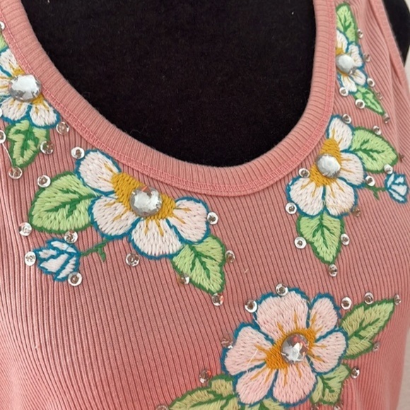 Y2K Vintage Sequins Ribbed Tank 0073 - Picture 4 of 11